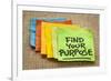 Find Your Purpose - Motivational Reminder - Handwriting on Sticky Note-PixelsAway-Framed Photographic Print