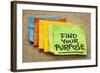 Find Your Purpose - Motivational Reminder - Handwriting on Sticky Note-PixelsAway-Framed Photographic Print