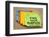 Find Your Purpose - Motivational Reminder - Handwriting on Sticky Note-PixelsAway-Framed Photographic Print