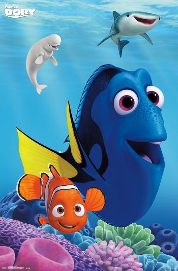 Finding Dory- New & Old Friends-null-Lamina Framed Poster