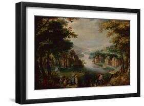 Finding of Moses with an Elegant Couple, Servant and Hunter oil on wood-Karel van Mander-Framed Premium Giclee Print