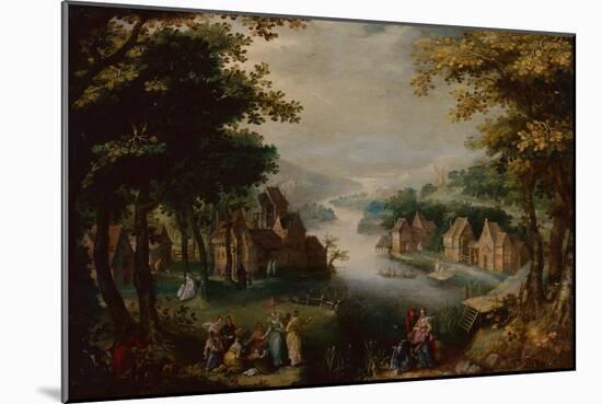 Finding of Moses with an Elegant Couple, Servant and Hunter oil on wood-Karel van Mander-Mounted Giclee Print