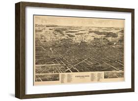 Findlay, Ohio - Panoramic Map-Lantern Press-Framed Art Print