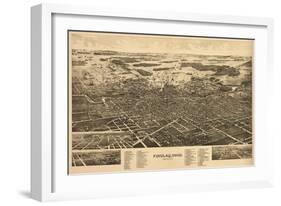 Findlay, Ohio - Panoramic Map-Lantern Press-Framed Art Print