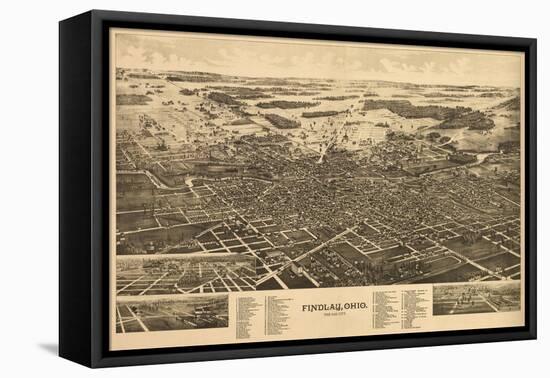 Findlay, Ohio - Panoramic Map-Lantern Press-Framed Stretched Canvas