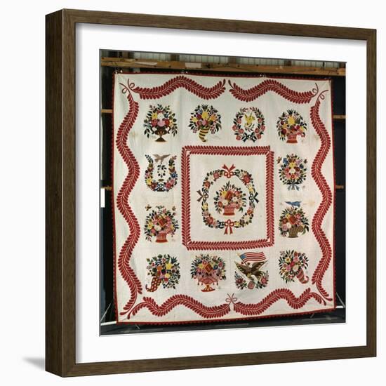 Fine and Important Appliqued and Stuffed Album Quilt 90 X 90in, Baltimore, MD, 1850-Mary Evans-Framed Giclee Print