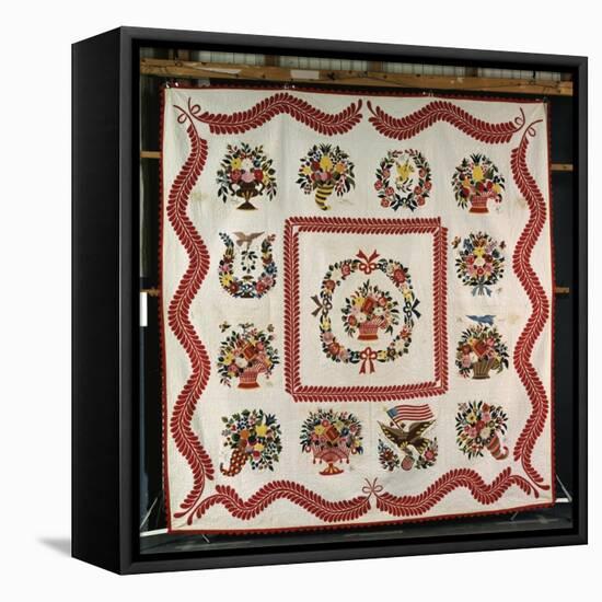 Fine and Important Appliqued and Stuffed Album Quilt 90 X 90in, Baltimore, MD, 1850-Mary Evans-Framed Stretched Canvas