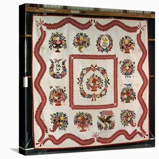 Fine and Important Appliqued and Stuffed Album Quilt 90 X 90in, Baltimore, MD, 1850-Mary Evans-Stretched Canvas