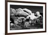 Fine Art Picture of Snowy and Icy Rocks in the Ocean. Black and White-Michal Bednarek-Framed Photographic Print