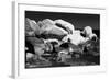 Fine Art Picture of Snowy and Icy Rocks in the Ocean. Black and White-Michal Bednarek-Framed Photographic Print