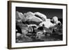 Fine Art Picture of Snowy and Icy Rocks in the Ocean. Black and White-Michal Bednarek-Framed Photographic Print