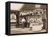 Fine Display of Meat Displayed Outside a Butcher's Shop-null-Framed Stretched Canvas