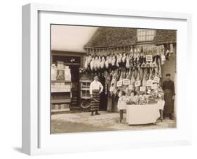 Fine Display of Meat Displayed Outside a Butcher's Shop-null-Framed Photographic Print