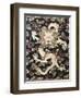 Fine Imperial Polychrome Black Lacquer Ink Cake Box Cover Depicting a Five Clawed Dragon-null-Framed Premium Giclee Print