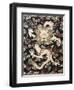 Fine Imperial Polychrome Black Lacquer Ink Cake Box Cover Depicting a Five Clawed Dragon-null-Framed Premium Giclee Print