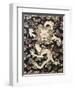 Fine Imperial Polychrome Black Lacquer Ink Cake Box Cover Depicting a Five Clawed Dragon-null-Framed Premium Giclee Print