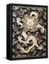 Fine Imperial Polychrome Black Lacquer Ink Cake Box Cover Depicting a Five Clawed Dragon-null-Framed Stretched Canvas