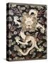 Fine Imperial Polychrome Black Lacquer Ink Cake Box Cover Depicting a Five Clawed Dragon-null-Stretched Canvas