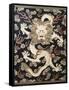 Fine Imperial Polychrome Black Lacquer Ink Cake Box Cover Depicting a Five Clawed Dragon-null-Framed Stretched Canvas