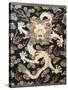 Fine Imperial Polychrome Black Lacquer Ink Cake Box Cover Depicting a Five Clawed Dragon-null-Stretched Canvas