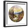 Fine Leaded Glass Window Enamelled Sunset with Mountains, circa 1900-Tiffany Studios-Framed Giclee Print