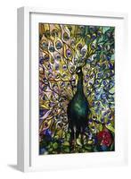 Fine Peacock Leaded Glass Domestic Window-Tiffany Studios-Framed Giclee Print
