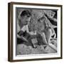 Fine Showing Jane Nigh Some Basic Chess Moves on the Pocket Chess Set-Walter Sanders-Framed Photographic Print