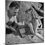 Fine Showing Jane Nigh Some Basic Chess Moves on the Pocket Chess Set-Walter Sanders-Mounted Photographic Print