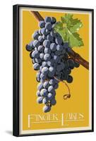 Finger Lakes, New York - Wine Grapes - Letterpress-Lantern Press-Framed Art Print