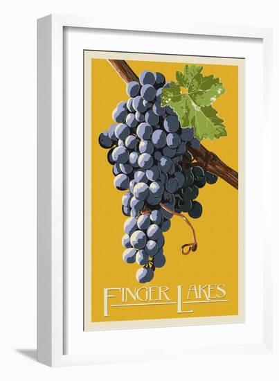 Finger Lakes, New York - Wine Grapes - Letterpress-Lantern Press-Framed Art Print