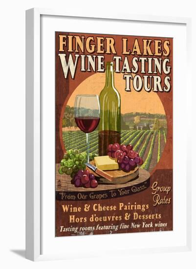 Finger Lakes, New York - Wine Tasting-Lantern Press-Framed Art Print