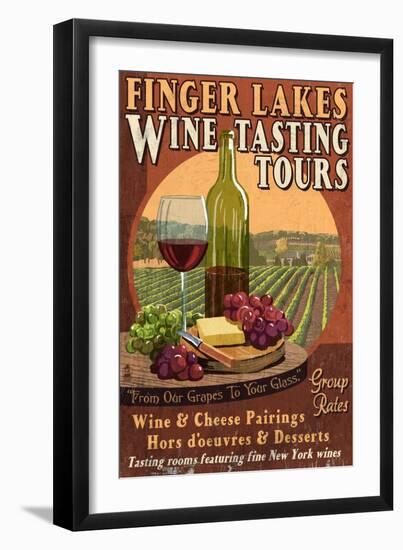 Finger Lakes, New York - Wine Tasting-Lantern Press-Framed Art Print