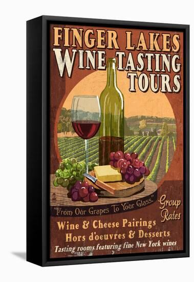 Finger Lakes, New York - Wine Tasting-Lantern Press-Framed Stretched Canvas