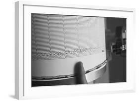 Finger Pointing to Earthquake Reading on Seismograph-null-Framed Photographic Print