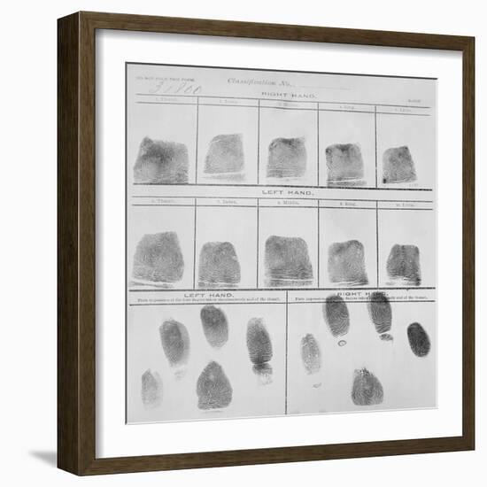 Fingerprint Record Sheet from the Navy Department in 1912-null-Framed Art Print