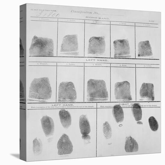 Fingerprint Record Sheet from the Navy Department in 1912-null-Stretched Canvas