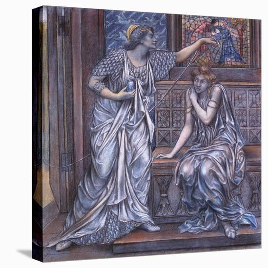 Finished Study for Queen Eleanor and Fair Rosamund, C.1900-5 (Chalk) (See 27988)-Evelyn De Morgan-Stretched Canvas