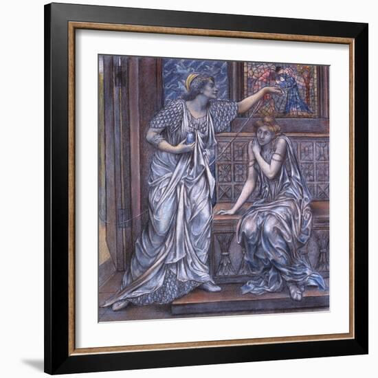 Finished Study for Queen Eleanor and Fair Rosamund, C.1900-5 (Chalk) (See 27988)-Evelyn De Morgan-Framed Giclee Print