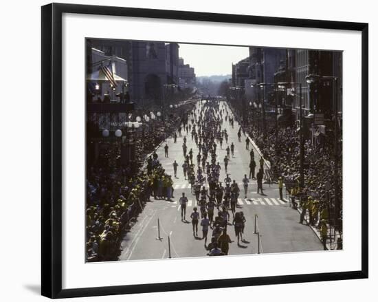Finishers on Boyleston Street at the 1990 Boston Marathon-null-Framed Photographic Print