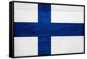 Finland Flag Design with Wood Patterning - Flags of the World Series-Philippe Hugonnard-Framed Stretched Canvas