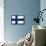 Finland Flag Design with Wood Patterning - Flags of the World Series-Philippe Hugonnard-Framed Stretched Canvas displayed on a wall