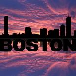 Boston Skyline Reflected with Text on Sunset Illustration-fintastique-Photographic Print