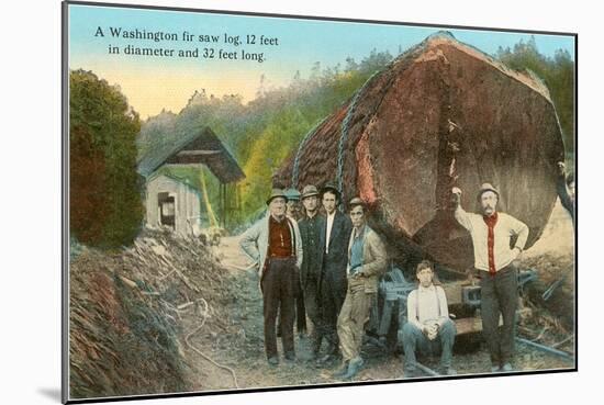 Fir Log, Lumberjacks, Washington-null-Mounted Art Print