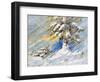 Fir-Tree In Snow. A Picture Drawn By Oil-balaikin2009-Framed Art Print