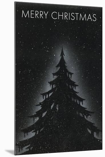 Fir Tree on Starry Night-null-Mounted Art Print