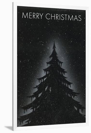 Fir Tree on Starry Night-null-Framed Art Print