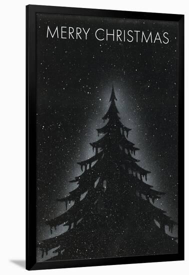 Fir Tree on Starry Night-null-Framed Art Print