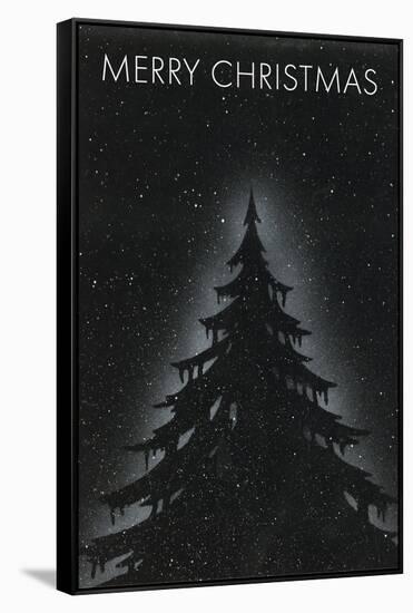 Fir Tree on Starry Night-null-Framed Stretched Canvas