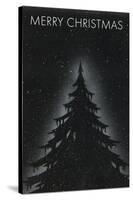 Fir Tree on Starry Night-null-Stretched Canvas