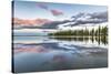 Fir trees and clouds reflecting on the suface of Hovsgol Lake at sunset, Hovsgol province, Mongolia-Francesco Vaninetti-Stretched Canvas